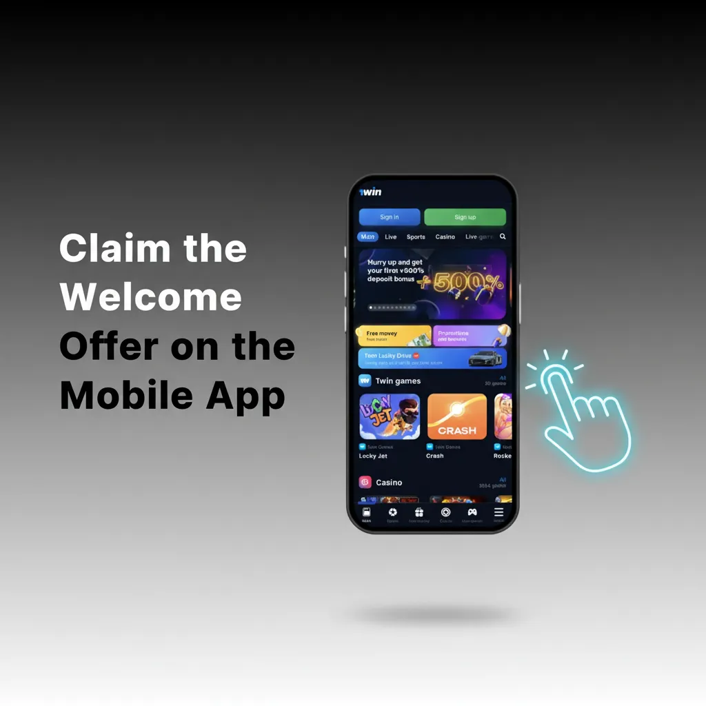 Phone displaying Android/iOS app welcome bonus banner with steps: download, sign in, choose Casino/Sports, deposit ₹300+.