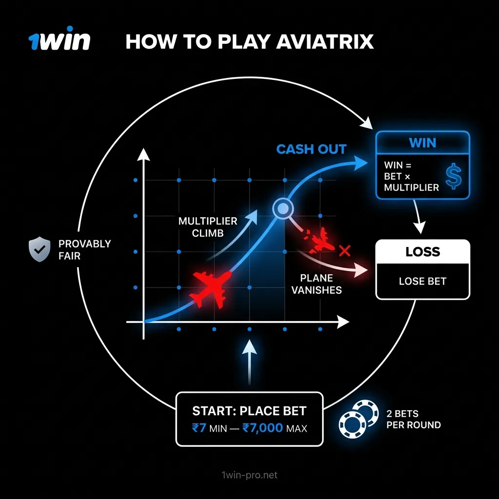 Understanding Aviatrix gameplay - cashing out before the plane disappears on 1win