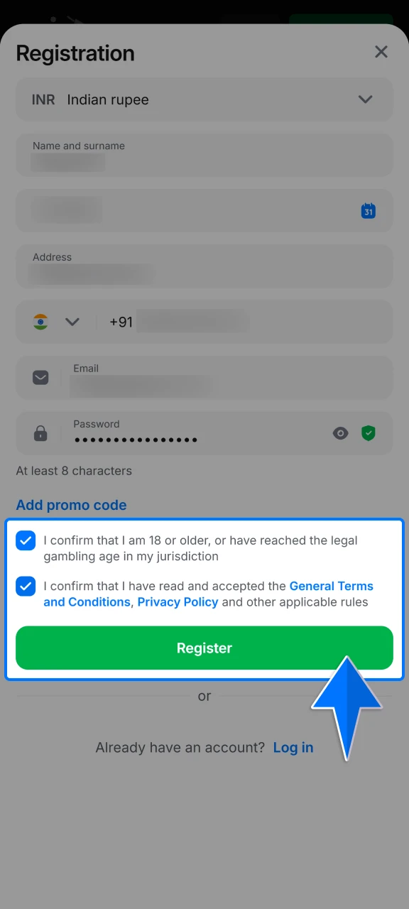 Accept the terms of service and complete the identity verification steps to fully activate your 1win account.
