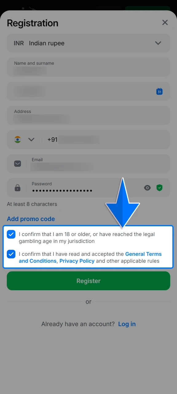 Set India as your country and INR as your currency to ensure easy local payments on the 1win platform.