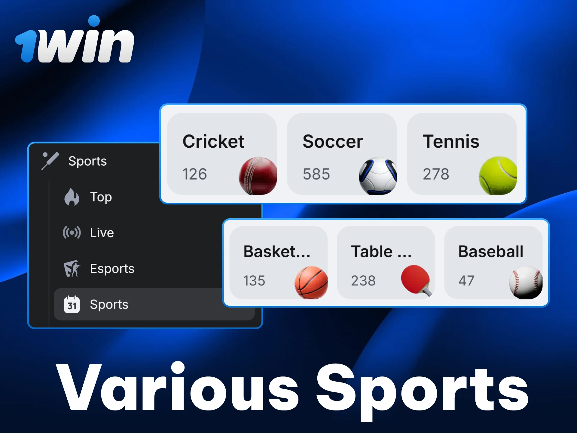 Bet on various sports in the official 1win mobile application.