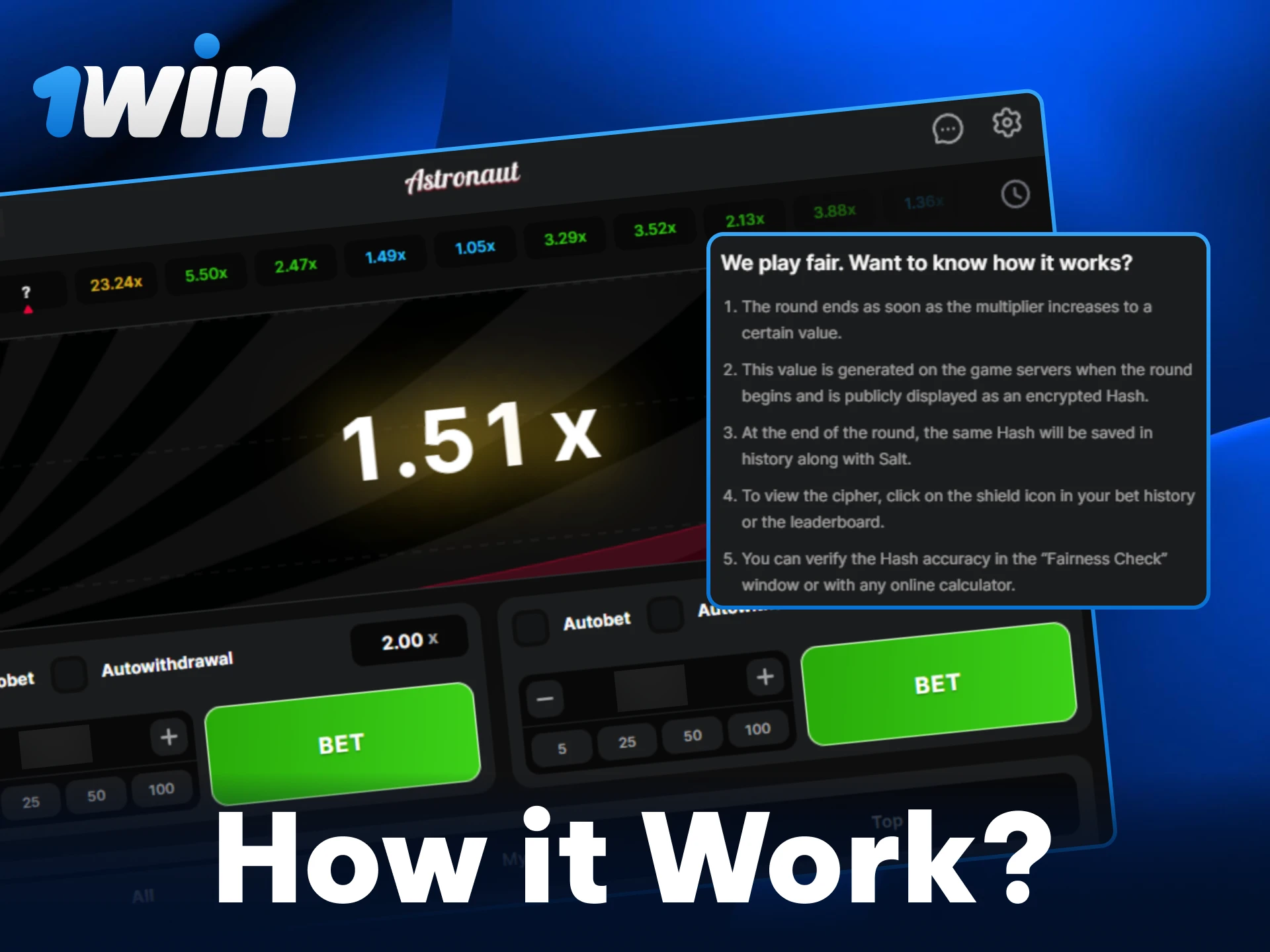 Learn how the Astronaut crash game works on 1win India.